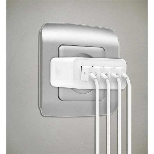 Chargeur Akashi ALT4USBAC5WH 4 USB 5 A Charge rapide Blanc