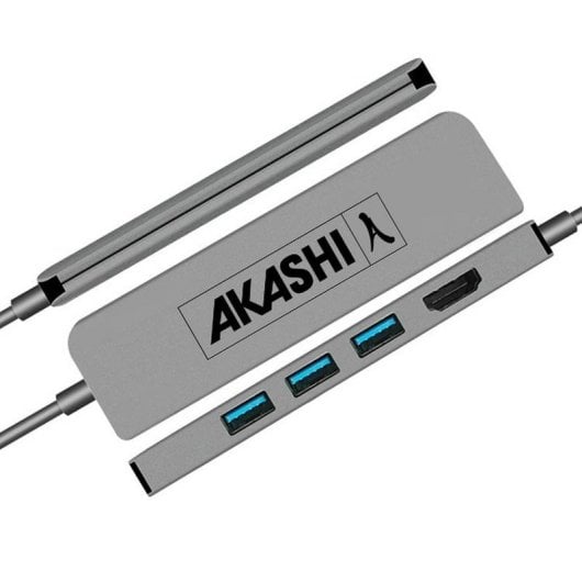Hub Akashi 4 ports USB 3.2 Gen 1 modèle ALTHUB4IN1TC Acier Inox 4K