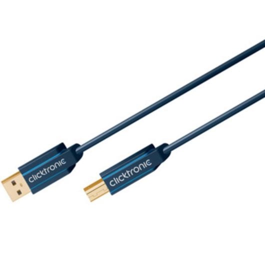 Cable USB Clicktronic 70096 1,8 m USB 2.0 A a B macho chapado en oro azul