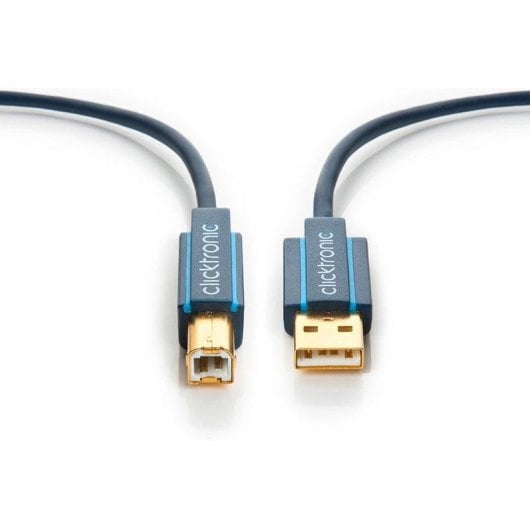 Cable USB Clicktronic 70096 1,8 m USB 2.0 A a B macho chapado en oro azul