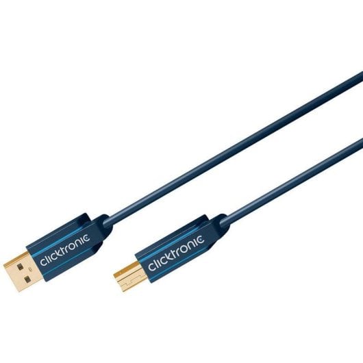 Cable USB Clicktronic 70096 1,8 m USB 2.0 A a B macho chapado en oro azul