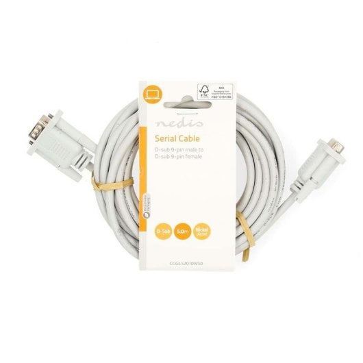 Cable serie Nedis CCGL52010IV50 DB9 macho a hembra 5 m ivory