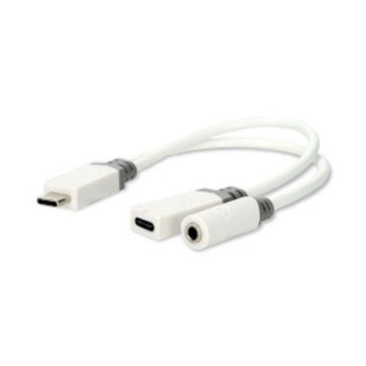 Adaptador de cable de vídeo Nedis CCBW64922WT01 USB-C a Jack 3,5 mm/Macho-Hembra 0,1 m Blanco