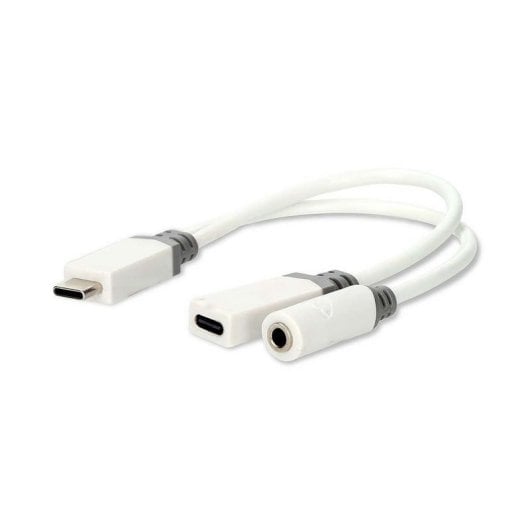 Adaptador de cable de vídeo Nedis CCBW64922WT01 USB-C a Jack 3,5 mm/Macho-Hembra 0,1 m Blanco