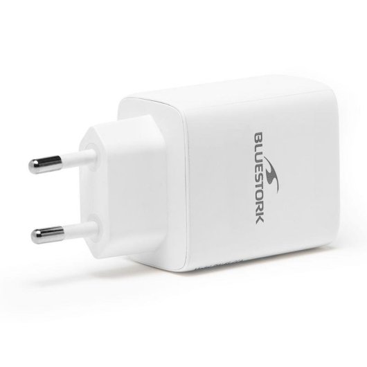 Chargeur Bluestork PW-65-CCA/0C 65W USB-C et USB-A Blanc Compact