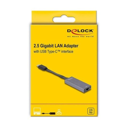 Adattatore USB-C DeLock 66248 2,5Gbps RJ-45 9cm alluminio compatto