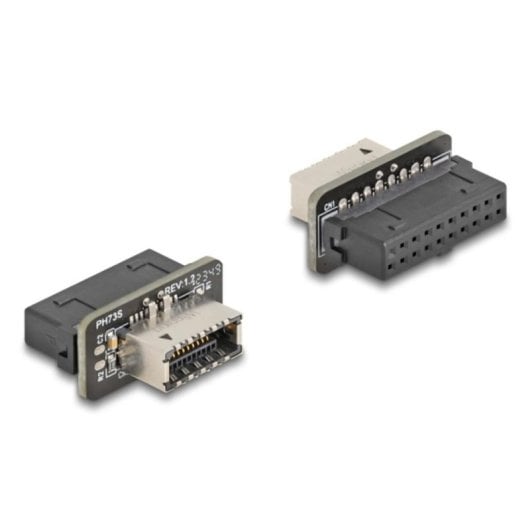 Cambiagender DeLock 67238 20-pin USB Type-E Femmina Nero Acciaio inox