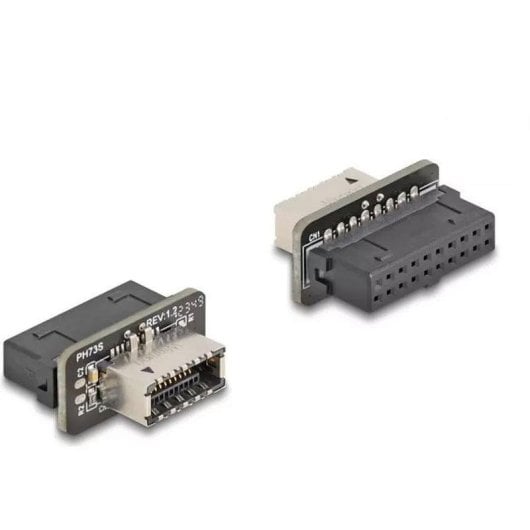 Cambiagender DeLock 67238 20-pin USB Type-E Femmina Nero Acciaio inox