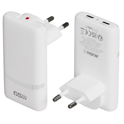 Caricatore Akashi ALTACUNIVPD65W USB-C 65W Universale Bianco