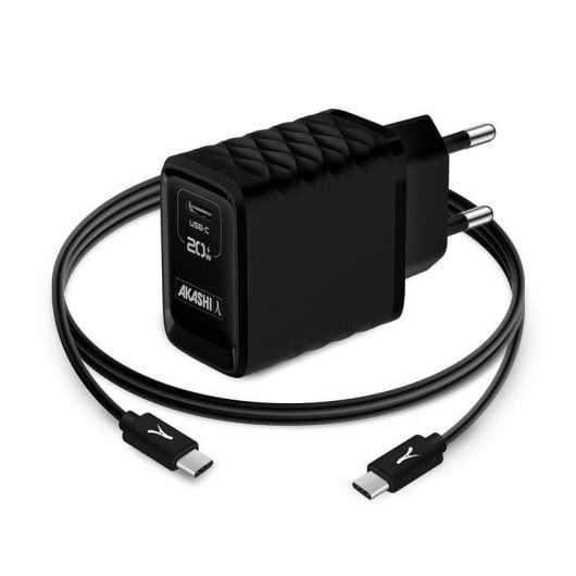 Caricatore Akashi ALTACQC20TCBK 20W Quick Charge 3.0 Nero con cavo USB-C