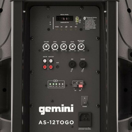 Altavoces Gemini 2 vias Bluetooth 1500W com bateria e sintonizador FM