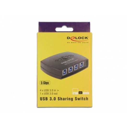 Interruptor USB DeLock 87724 4 Portas USB-B 1 Porta USB-A 5 Gbit/s Preto