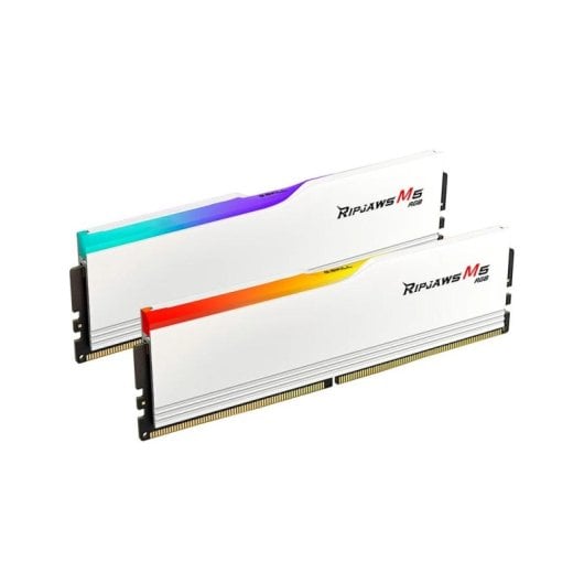 Mémoire RAM G.Skill Ripjaws M5 RGB F5-6400J3239G32GX2-RM5RW 64GB 2x32GB DDR5 6400MHz CL32 XMP RGB Blanc