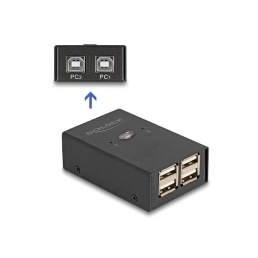 Switch USB DeLock 11505 2 PC a 4 periferiche USB 2.0 6 porte metallo