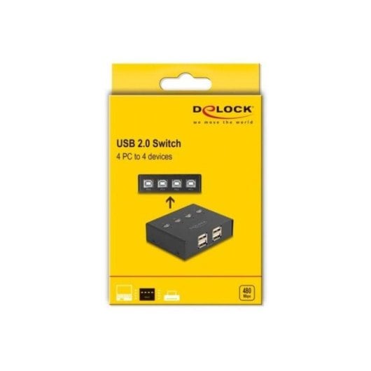 Commutateur USB DeLock 11507 8 ports USB 2.0 0,48 Gbit/s plastique noir