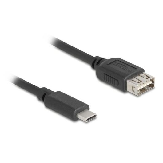 Cabo USB DeLock 81536 USB-C a USB-A 2.0 1 m Preto
