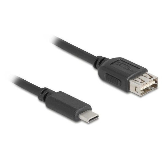 Cabo USB DeLock 81536 USB-C a USB-A 2.0 1 m Preto