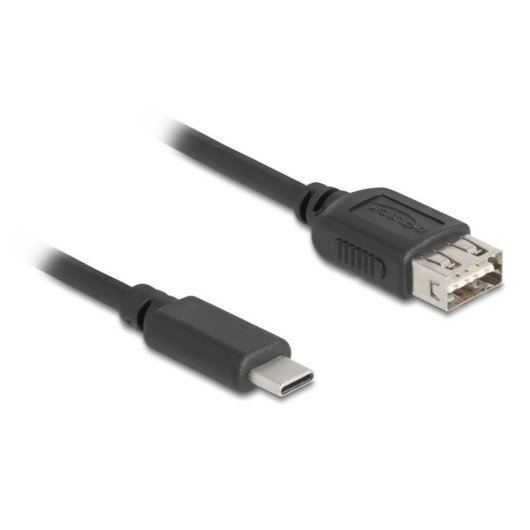 Cabo USB DeLock 81536 USB-C a USB-A 2.0 1 m Preto