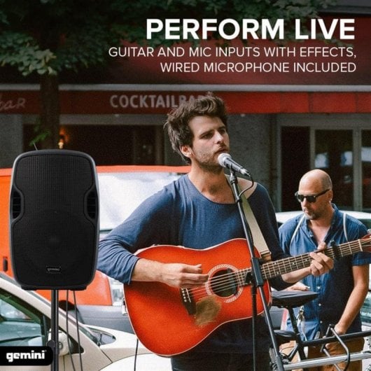 Altifalantes Gemini Full Range Bluetooth 1000W com FM e entrada XLR