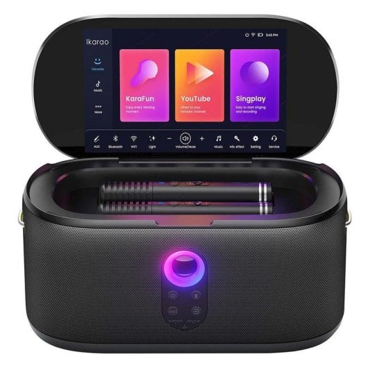Altifalantes Ikarao Karaoke Portátil WiFi Bluetooth 300W Ecrã 10,1" 2 Microfones