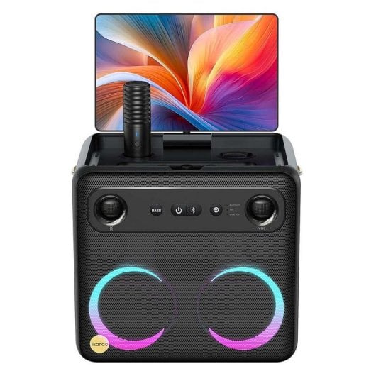 Altifalantes Ikarao Karaoke sem fios 600W com Wi-Fi, Bluetooth 5.3 e ecrã tátil