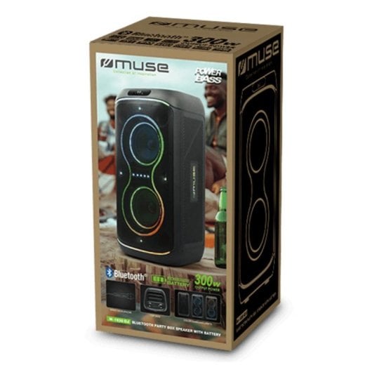 Altifalantes Muse Party Bluetooth 300W portáteis com efeitos LED e microfone