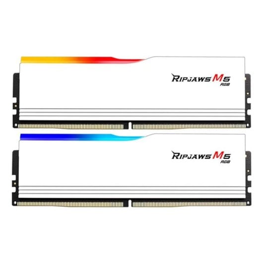 Mémoire RAM G.Skill Ripjaws M5 RGB F5-6000J3636F16GX2-RM5RW 32GB 2x16GB DDR5 6000MHz CL36 Kit Dual Channel RGB Blanc XMP