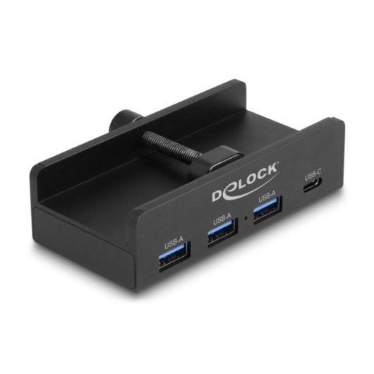 Hub DeLock 4 porte 5 Gbps modello 64284 USB-A USB-C corpo in alluminio