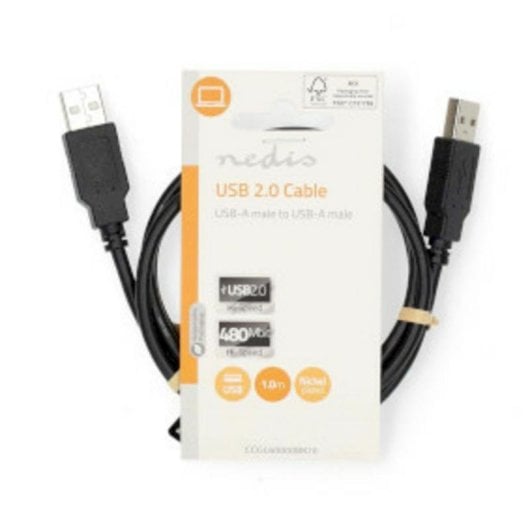 Câble USB NEDIS CCGL60000BK20 2 m USB-A vers USB-A Noir