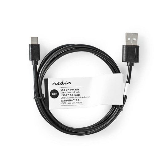 Câble USB NEDIS CCGL60601BK10 1 m USB-A vers USB-C 2.0 Noir
