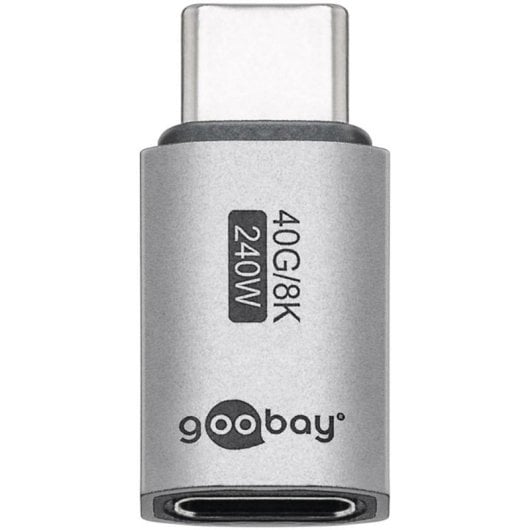 Adaptador USB-C Goobay 74447 macho a hembra aluminio USB4 40 Gbps plata