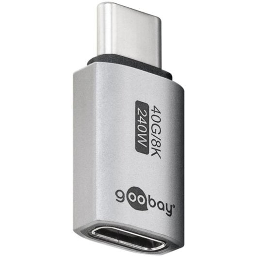 Adaptador USB-C Goobay 74447 macho a hembra aluminio USB4 40 Gbps plata