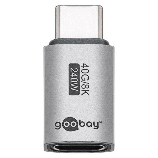 Adaptador USB-C Goobay 74447 macho a hembra aluminio USB4 40 Gbps plata