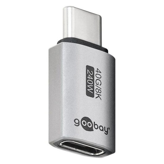 Adaptador USB-C Goobay 74447 macho a hembra aluminio USB4 40 Gbps plata