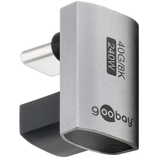 Cambiador de género Goobay 74445 USB-C macho a hembra con ángulo U, 40 Gbps y 240 W