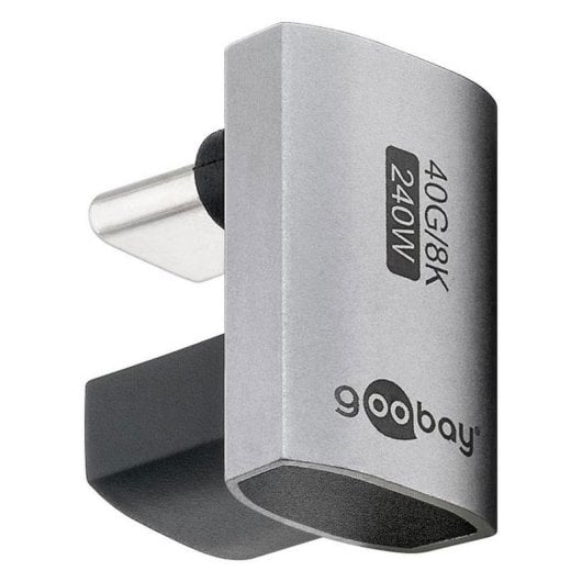 Cambiador de género Goobay 74445 USB-C macho a hembra con ángulo U, 40 Gbps y 240 W