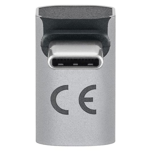 Adaptador USB-C Goobay 74442 macho a hembra en ángulo 90° plateado