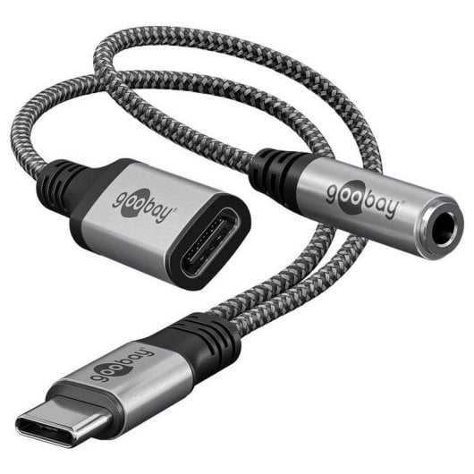 Cavo Goobay 74524 USB-C a USB-C + Jack 3,5 mm 1,5 m Nero/Grigio