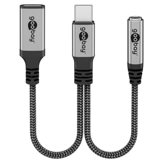 Cavo Goobay 74524 USB-C a USB-C + Jack 3,5 mm 1,5 m Nero/Grigio