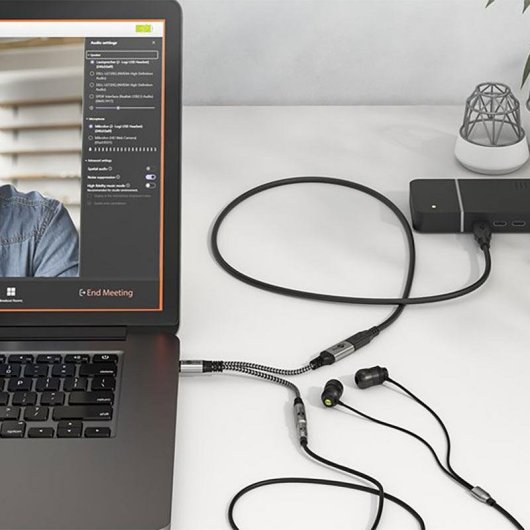 Cavo Goobay 74524 USB-C a USB-C + Jack 3,5 mm 1,5 m Nero/Grigio