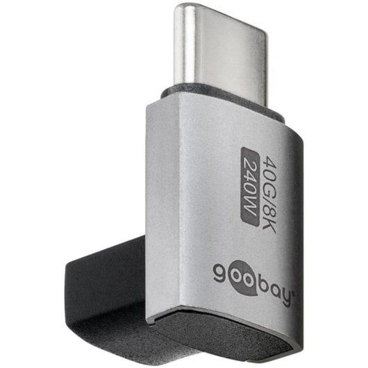 Cambiador de género Goobay 74444 USB-C macho-hembra acodado 90° aluminio