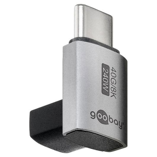 Cambiador de género Goobay 74444 USB-C macho-hembra acodado 90° aluminio