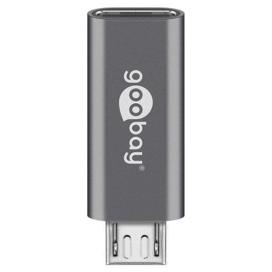 Cambiador de género Goobay 55553 Micro USB B macho a USB C hembra gris