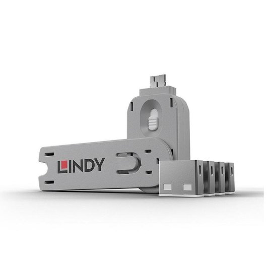 Bloqueador de port USB Lindy 40454 Kit 4 bloqueurs et 1 clé blanc ABS