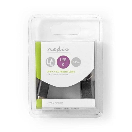 Cabo USB NEDIS CCGB61710BK02 USB-C/USB-A 0,15 m Preto OTG Alta Velocidade