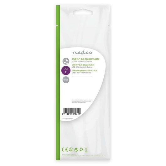 Cabo USB NEDIS CCGB61710BK02 USB-C/USB-A 0,15 m Preto OTG Alta Velocidade