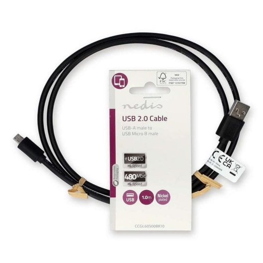 USB-Kabel NEDIS CCGL60500BK10 1 m USB A zu Micro-USB B Schwarz