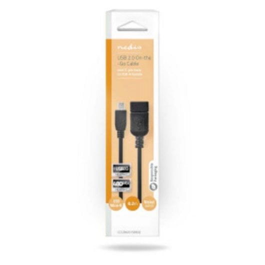 Cable USB Nedis CCGB60315BK02 0,2 m USB 2.0 A Macho a A Hembra Negro
