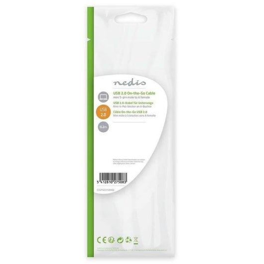 Cable USB Nedis CCGB60315BK02 0,2 m USB 2.0 A Macho a A Hembra Negro