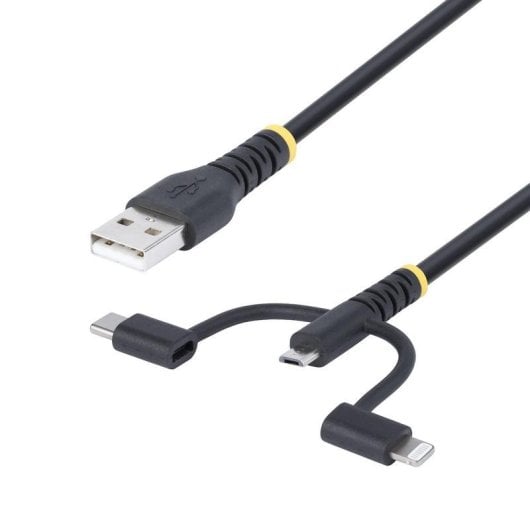 Cable USB StarTech RLTCUB1MBK 3 en 1 1 m Aramida MFi Lightning USB-C Micro-USB Negro